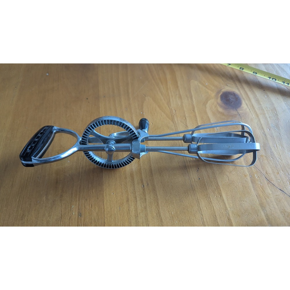 Vintage Ekco Best Hand Crank Egg Beater Stainless Steel Manual Mixer Made in USA
